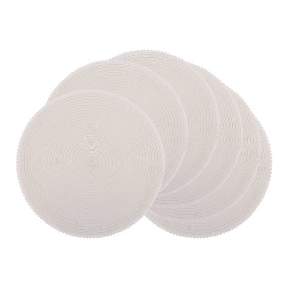 Unique Bargains Rustic Round Placemats 6Pcs Woven Placemats White 15x15inch