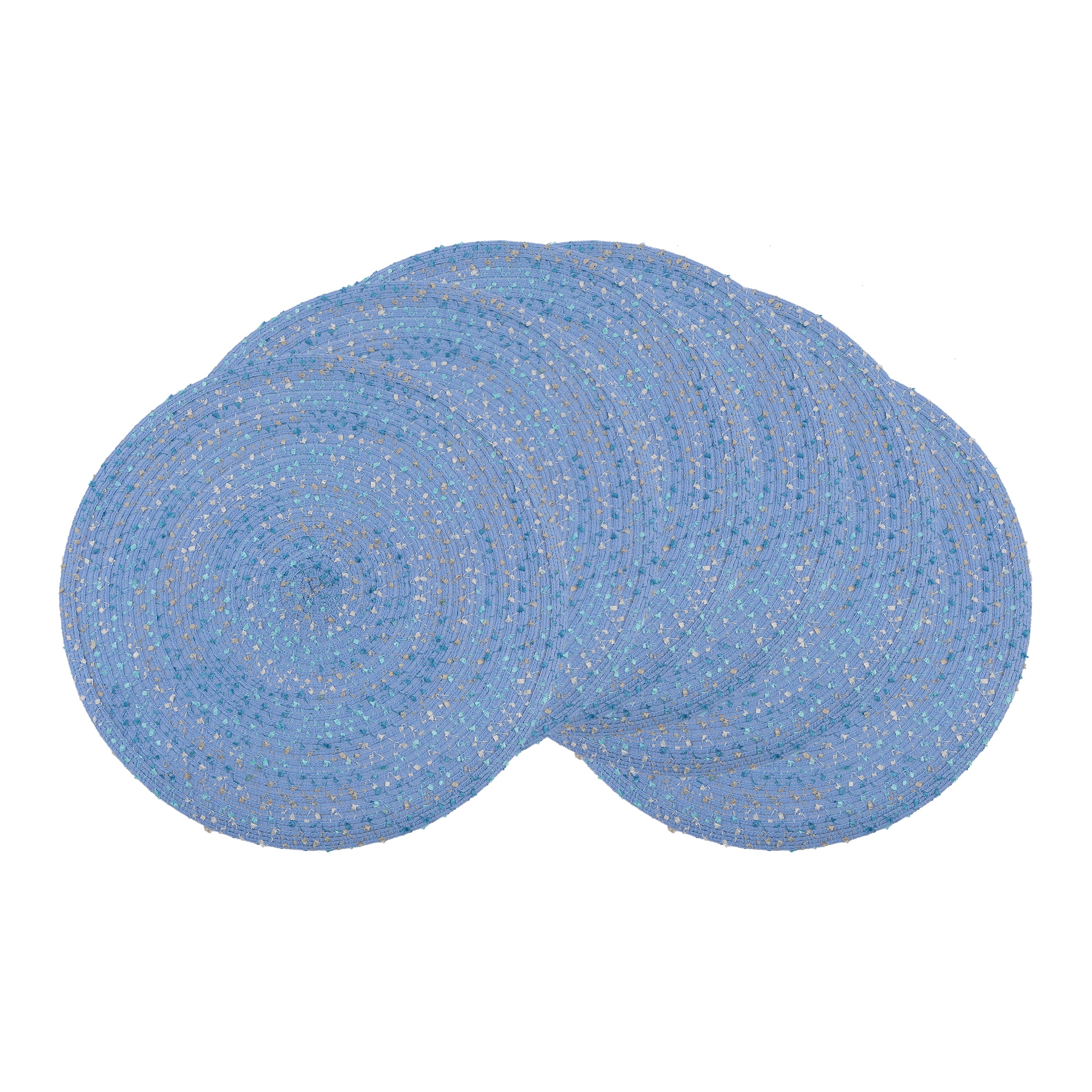 Unique Bargains Rustic Set of 6 Round Placemats for Dining Table Decor Blue