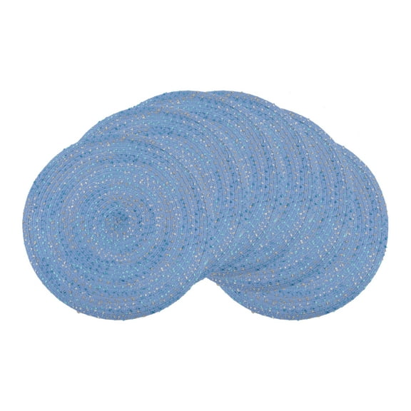 Unique Bargains Rustic Set of 6 Round Placemats for Dining Table Decor Blue