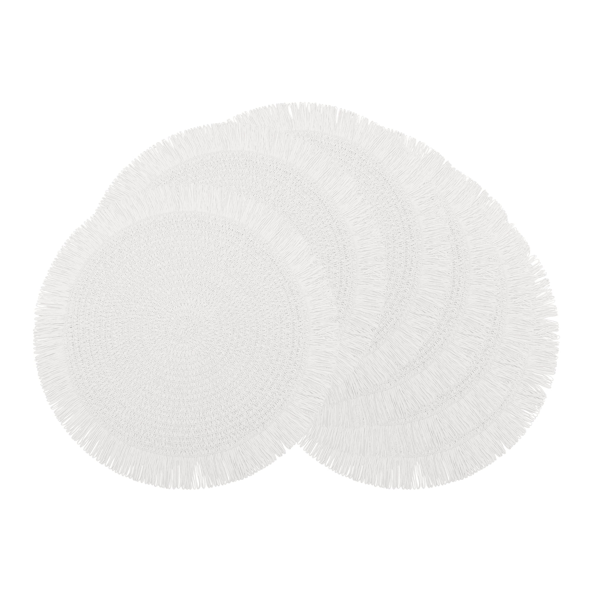Unique Bargains Rustic Woven Round Placemats 6pcs White 15"x15"
