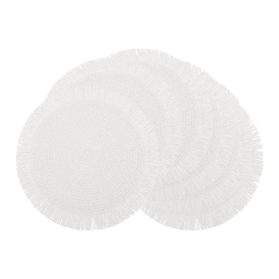 Unique Bargains Rustic Woven Round Placemats 6pcs White 15"x15"