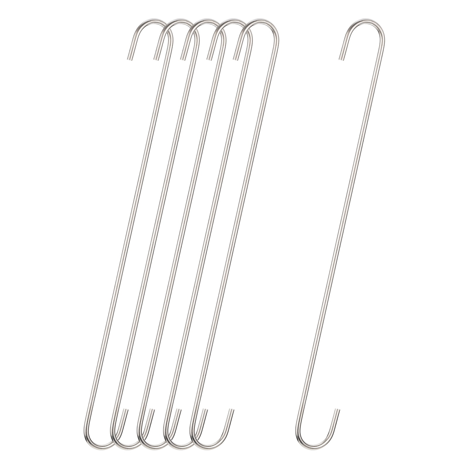 Unique Bargains S Hanging Hooks Extra Long Hanger Silver 16inch/400mm