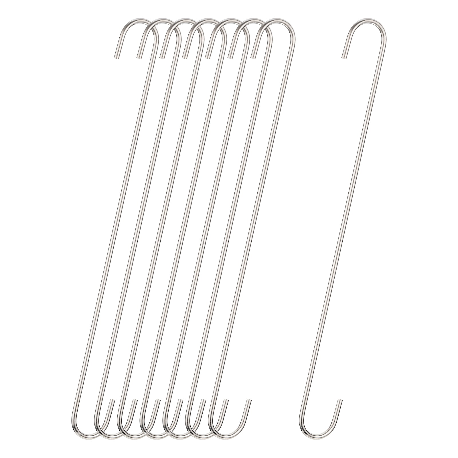 Unique Bargains S Hanging Hooks Extra Long Hangers Matt Silver 16inch/400mm