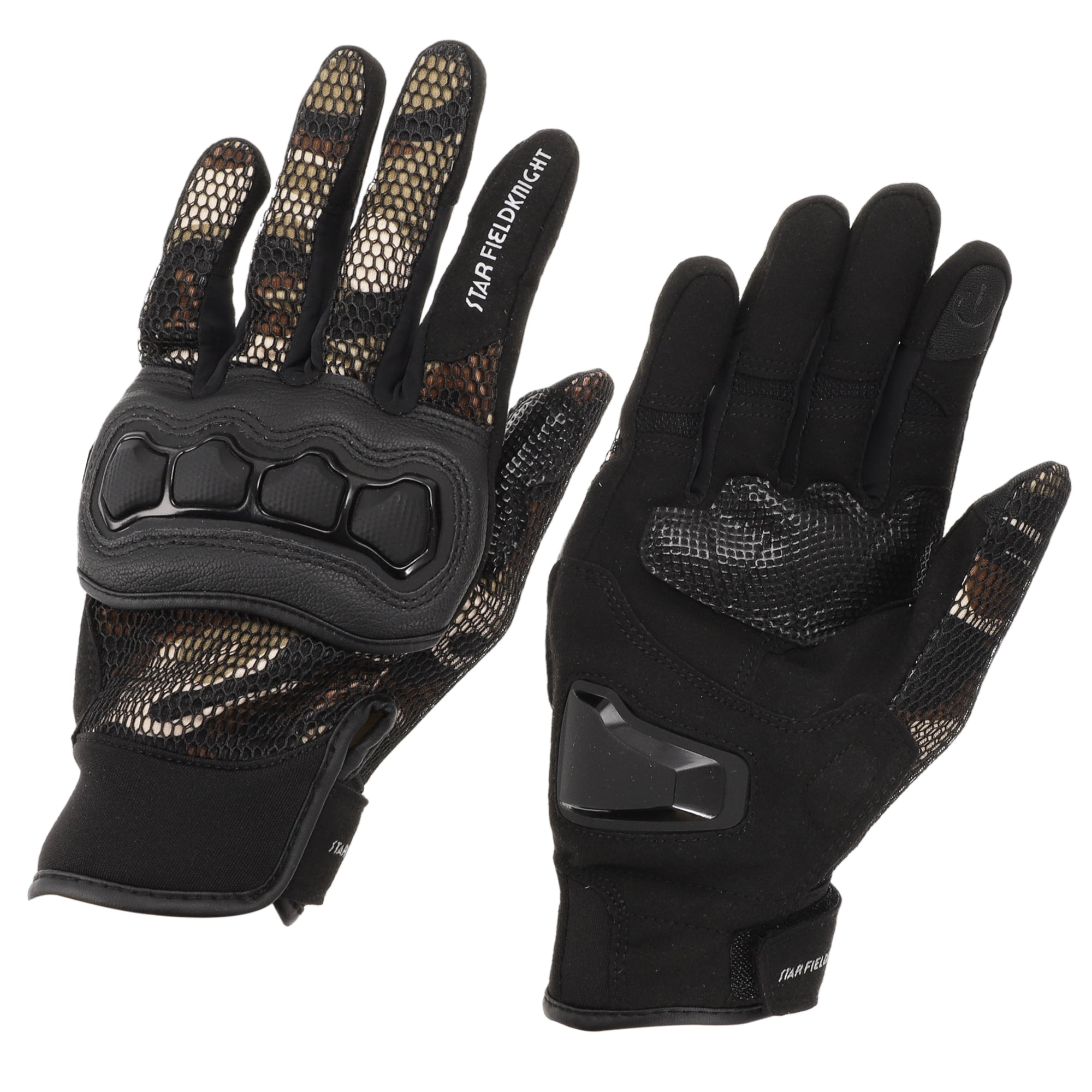 Unique Bargains XXL Motorcycle Gloves Breathable Full Finger Gloves Leather Outdoor Gloves Black Brown 1 Pair