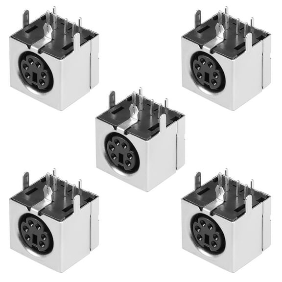 Unique Bargains S-video PCB Mount 6 Pin Mini Din Socket Audio Video Connector 5Pcs