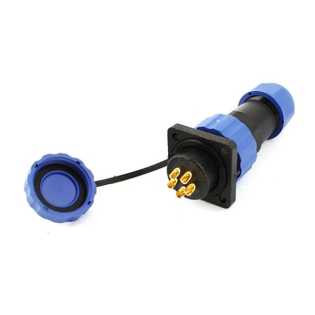 Unique Bargains SD20 20mm 5 Pin Square Flange Waterproof Aviation Connector Plug Socket IP68