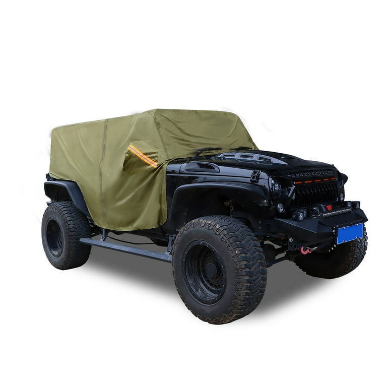 Unique Bargains SUV Cab Car Cover for Jeep Wrangler JK JL Hardtop 4 Door  07-21 Sun Protection 210D Oxford Zipper Green 