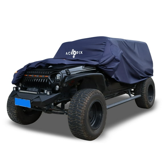 Unique Bargains SUV Car Cover Fit for Jeep Wrangler JK JL 2 Door 2007-2021 with Driver Door Navy Blue