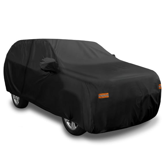 Unique Bargains 190T-PU Waterproof SUV Cover for Chevrolet 4 Door 2007-2024 W/ Driver Door Zipper Black 209"x80.7"x65"