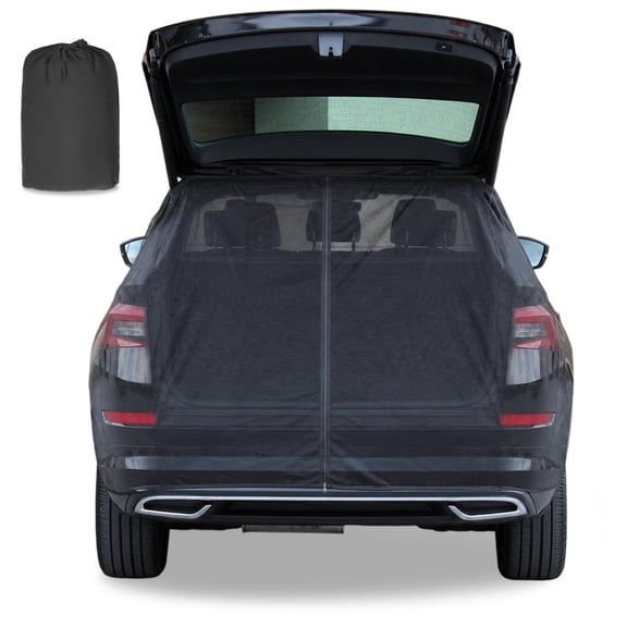 Unique Bargains SUV Magnetic Mosquito Screen Tailgate Tent Shade 67.7x59 Inches Half Wrap Trunk Mesh Screen Anti Mosquito Net W/ Storage Bag Fine Nylon Breathable Camping Field Fishing Road Trips