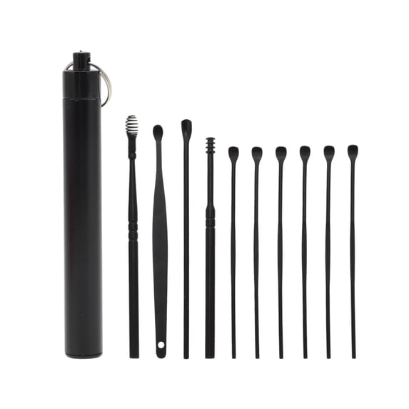 Unique Bargains Safe and Effective Ear Cleaner Ears Wax Removal Kit Tool 10 Pcs Black