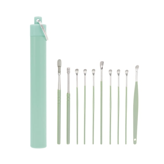 Unique Bargains Safe and Effective Ear Cleaner Ears Wax Removal Kit Tool 10 Pcs Green