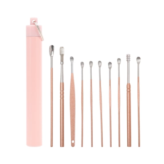 Unique Bargains Safe and Effective Ear Cleaner Ears Wax Removal Kit Tool 10 Pcs Pink