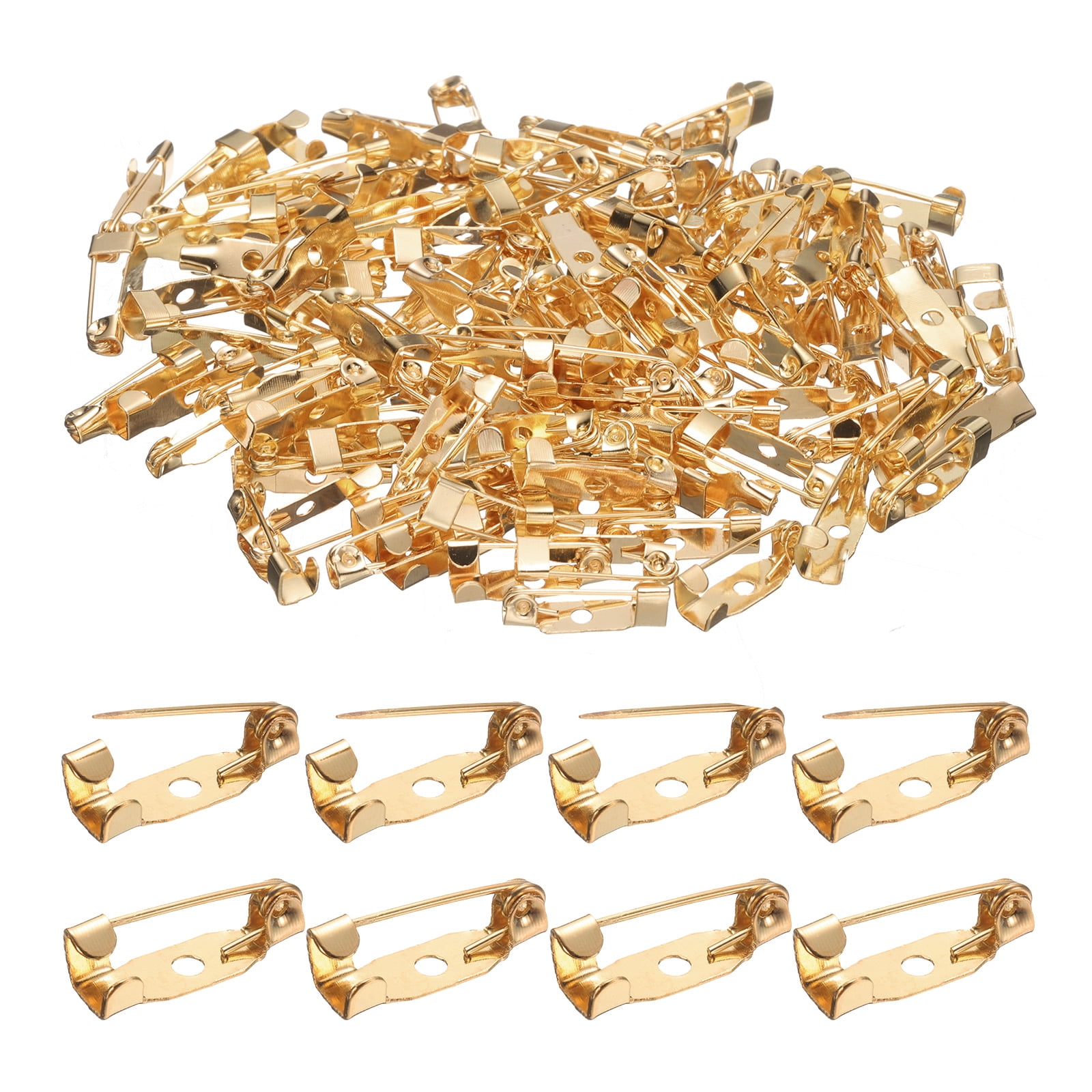 Unique Bargains Safety Bar Pin Brooch Clasp Pins for Crafting Light Gold 15mm