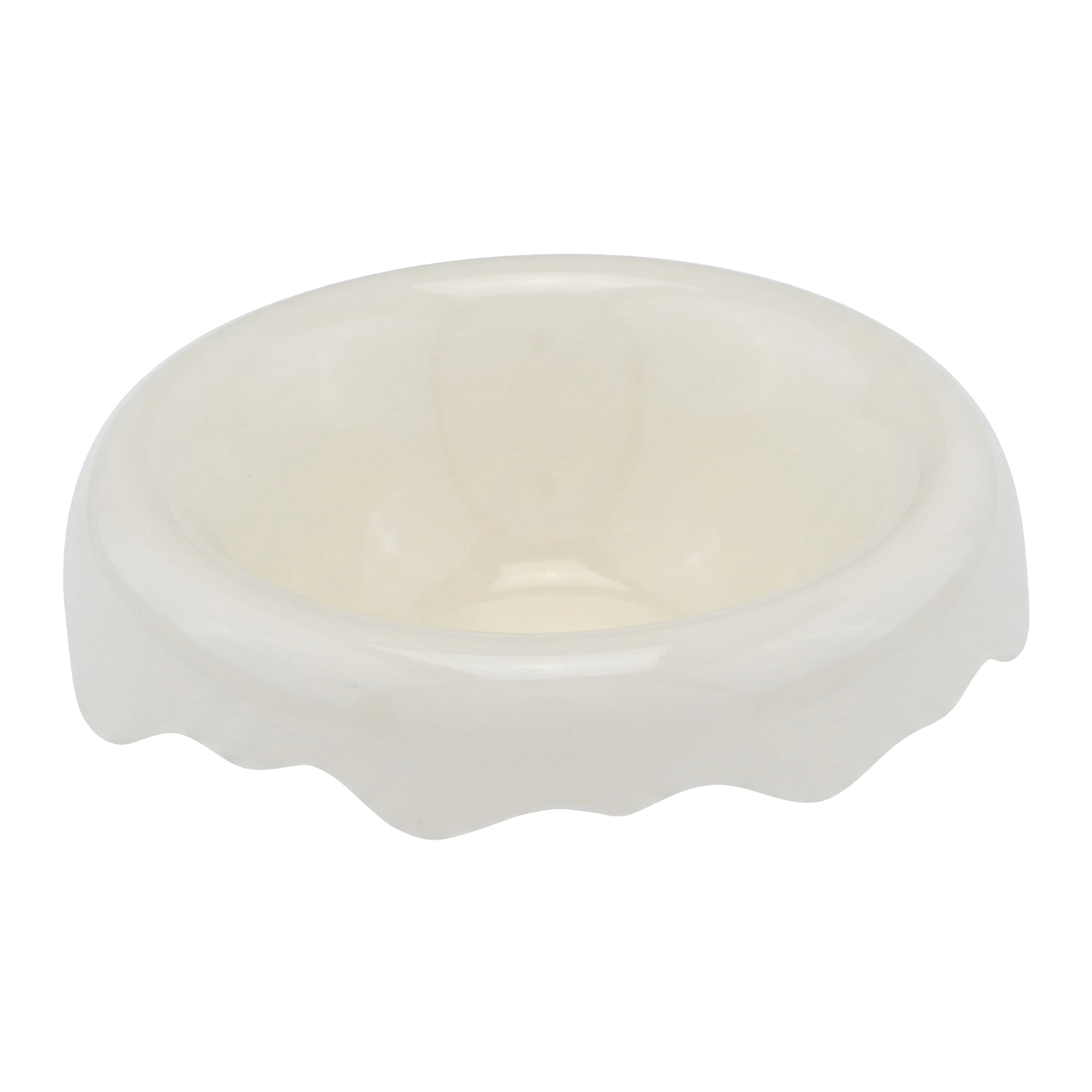 Unique Bargains Sage Green Ceramic Wavy Scalloped Tray Bowl Beige 5.8" x 5.8" x 2.1"