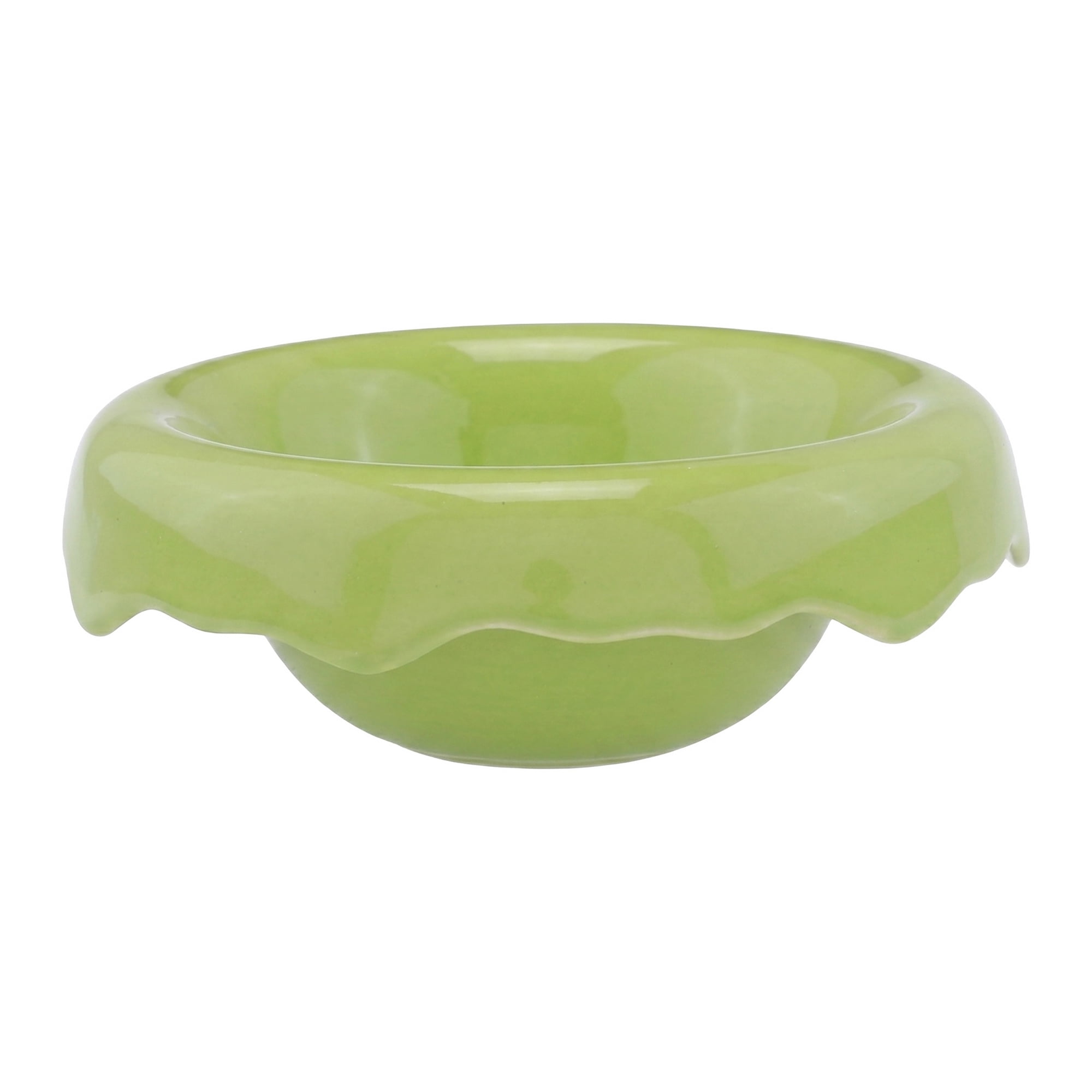 Unique Bargains Sage Green Ceramic Wavy Scalloped Tray Bowl Green 5.8" x 5.8" x 2.1"