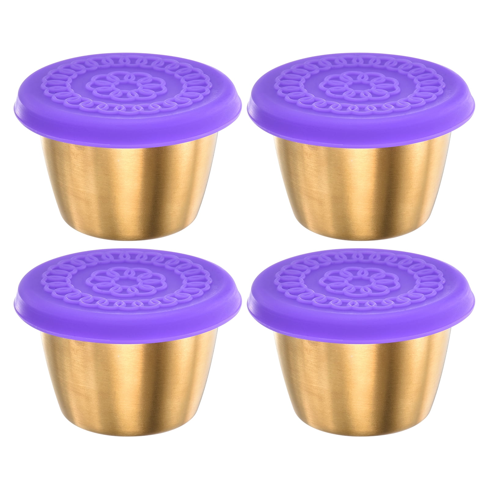 Unique Bargains Salad Dressing Pot Stainless Steel Condiment 4 Pcs