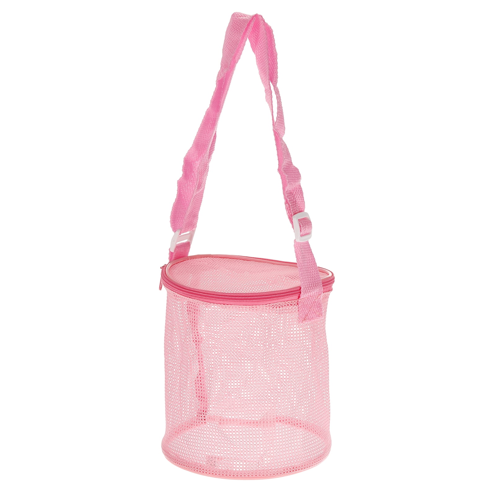 Unique Bargains Sand Backpack Shells Collecting Tote Bags with Zipper Pink 5.91"x6.69"