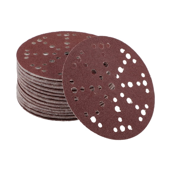 Unique Bargains Sanding Discs 6" 49 Hole 60 Grit Round Hook and Loop Sandpaper Aluminum Oxide Paper Base Red 50 Pcs