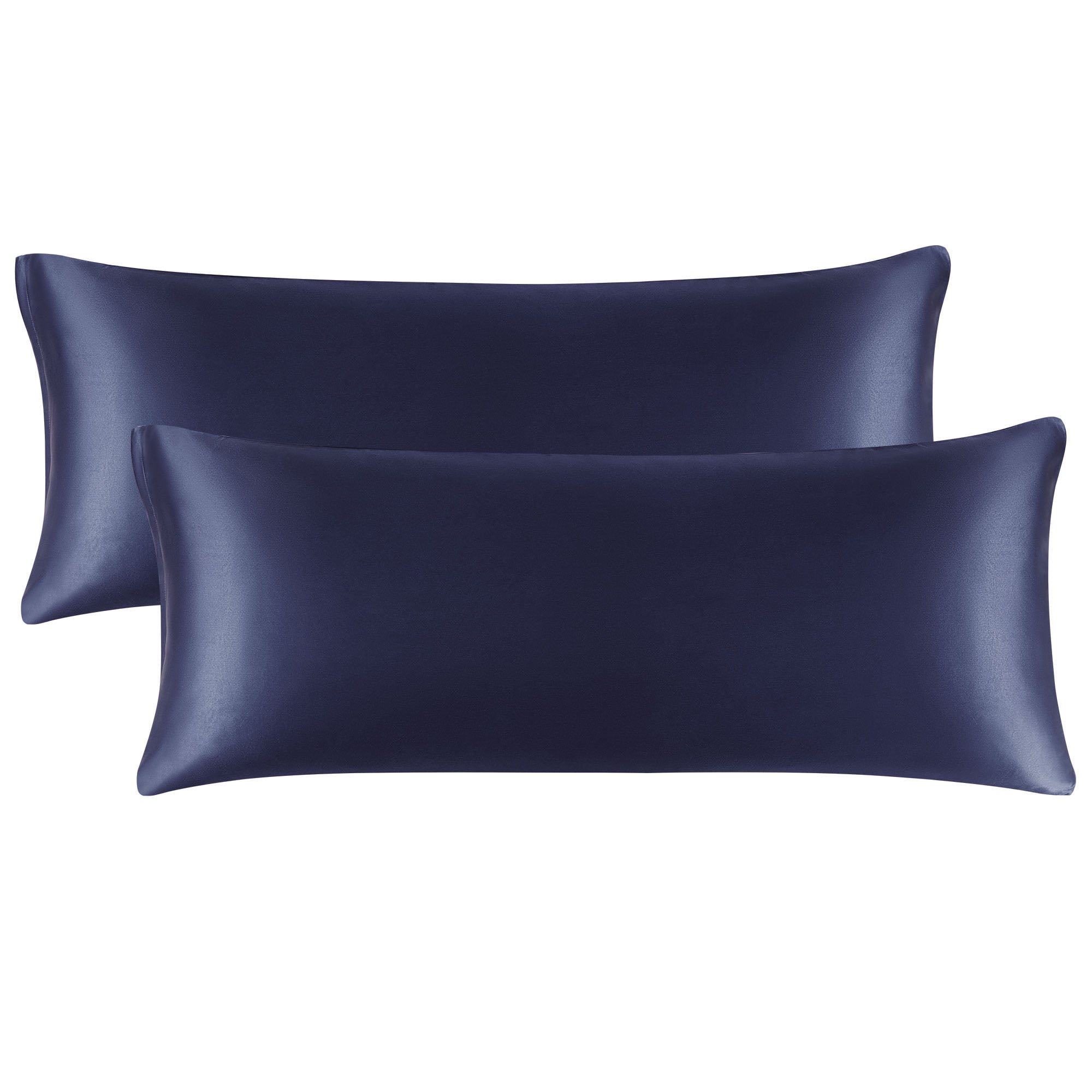 Unique Bargains Satin Body Pillowcases 2 Pcs Zipper Closure Navy 20"x54"