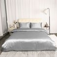 thumbnail image 1 of Unique Bargains Satin Duvet Cover Set of 3 with 2 Pillowcase Queen Gray, 1 of 8