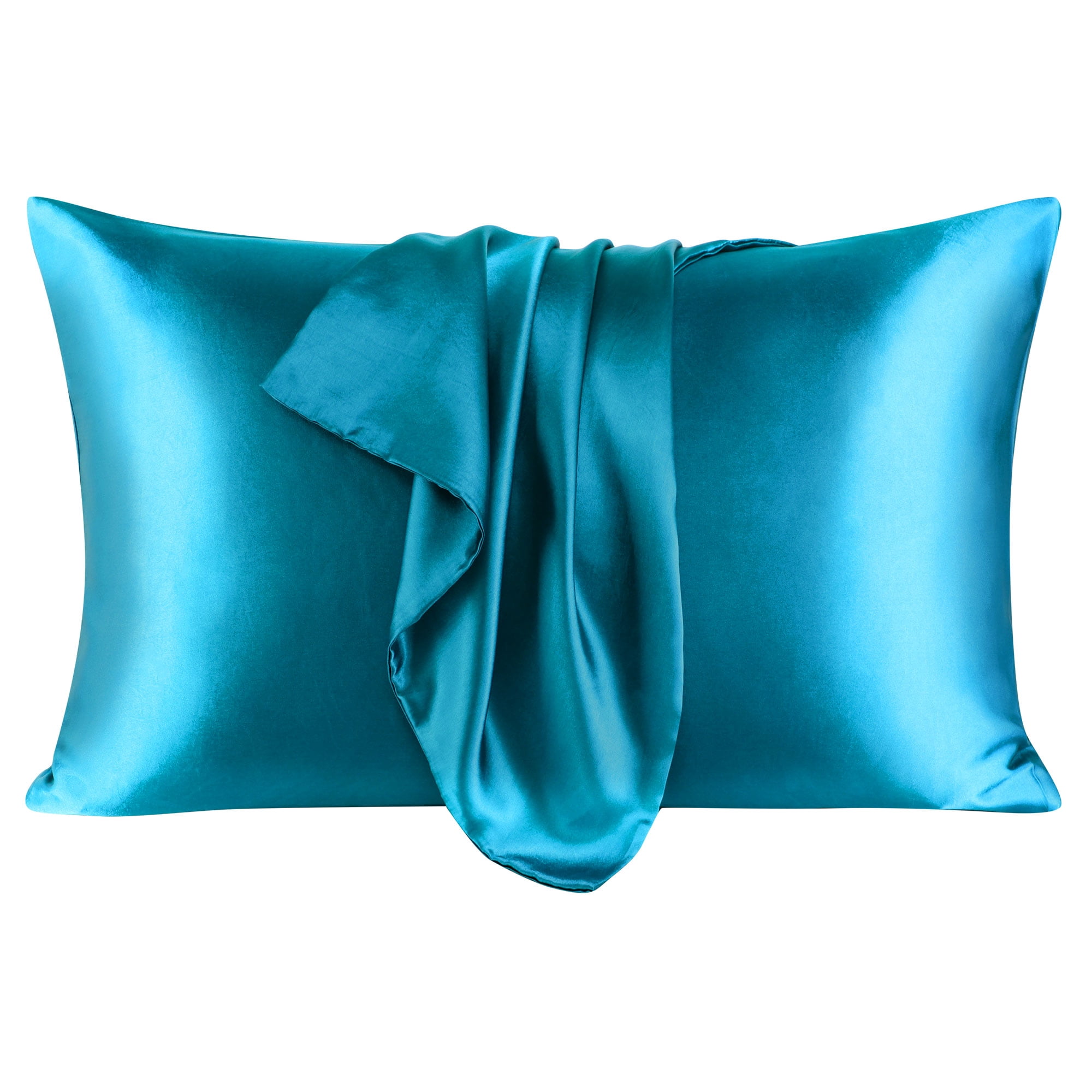 Unique Bargains Satin Envelope Closure Pillowcases Set of 2 Peacock Blue 14"x20"