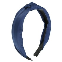 Unique Bargains Satin Knot Headband Hairband for Women 1.2 Inch Wide Navy Blue