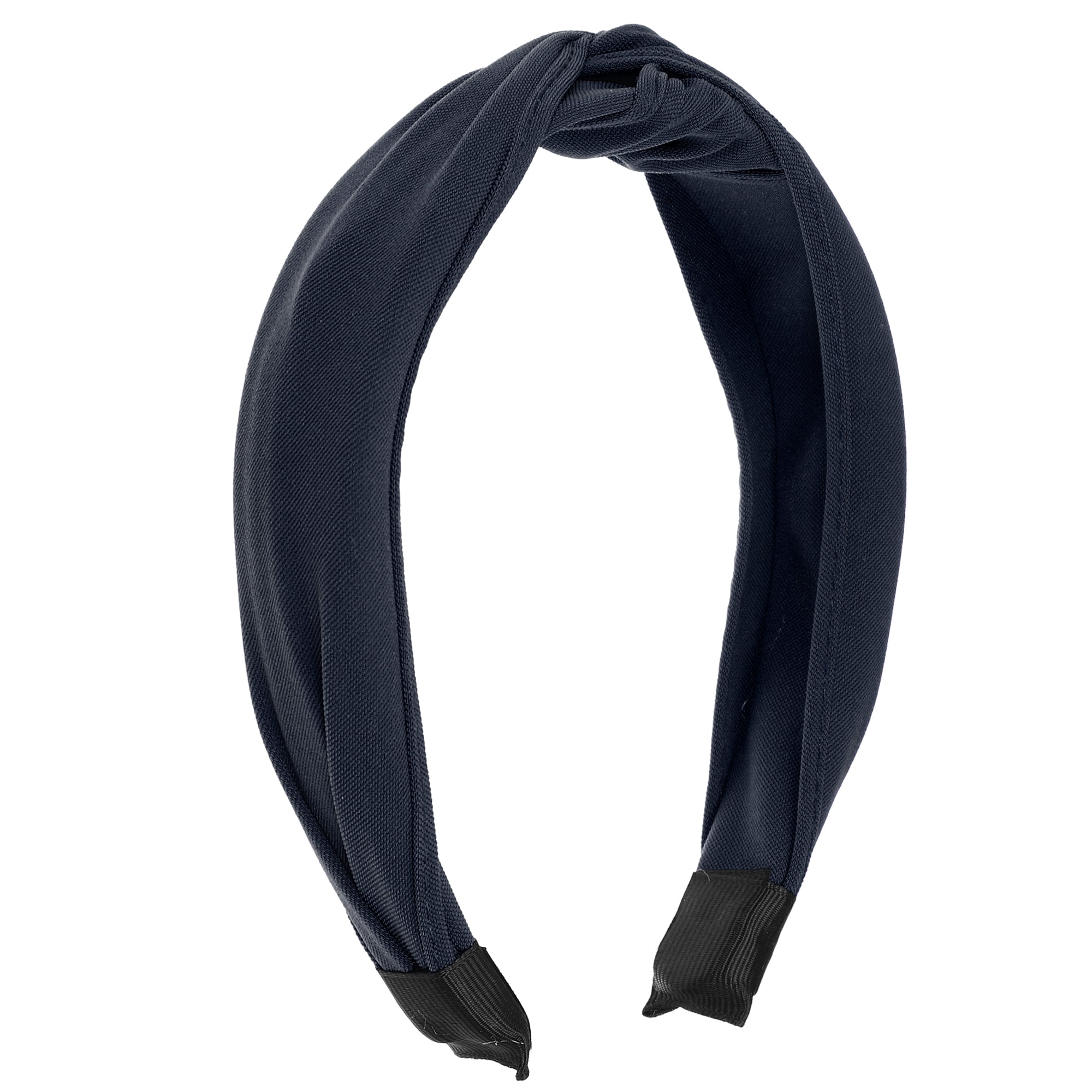 Unique Bargains Satin Knotted Headband Hairband for Women 1.2 Inch Wide Navy Blue