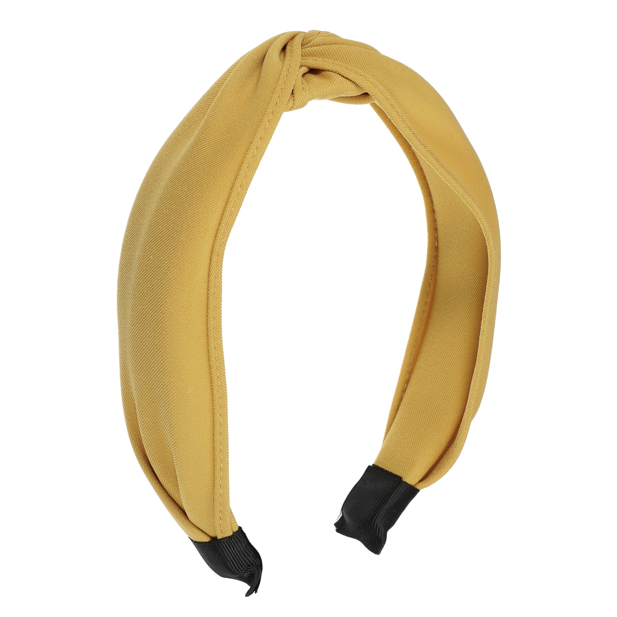 Unique Bargains Satin Knotted Headband Hairband for Women 1.2 Inch Wide Yellow