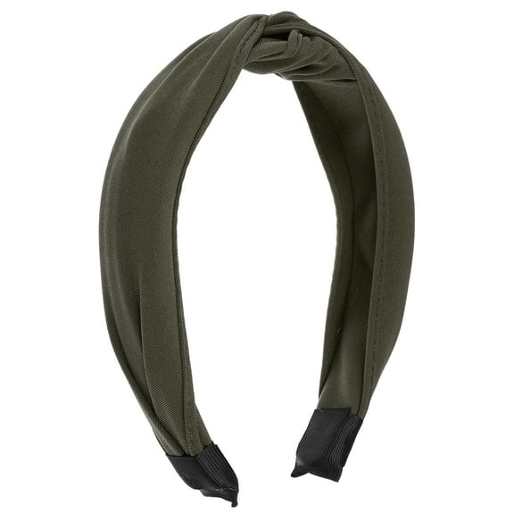 Unique Bargains Satin Knotted Headband Hairband for Women 1.2 Inch Wide Army Green