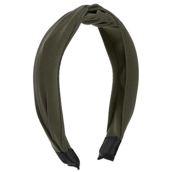Unique Bargains Satin Knotted Headband Hairband for Women 1.2 Inch Wide Army Green