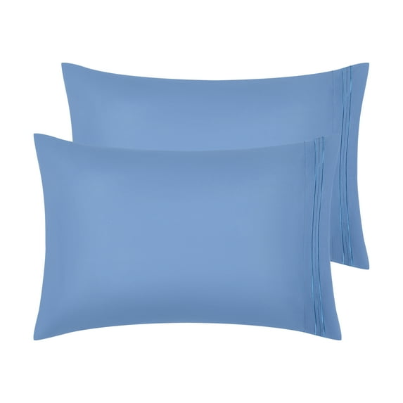 Unique Bargains Satin Pillow Cases Set of 2 Cooling Pillow Covers Queen Blue Gray