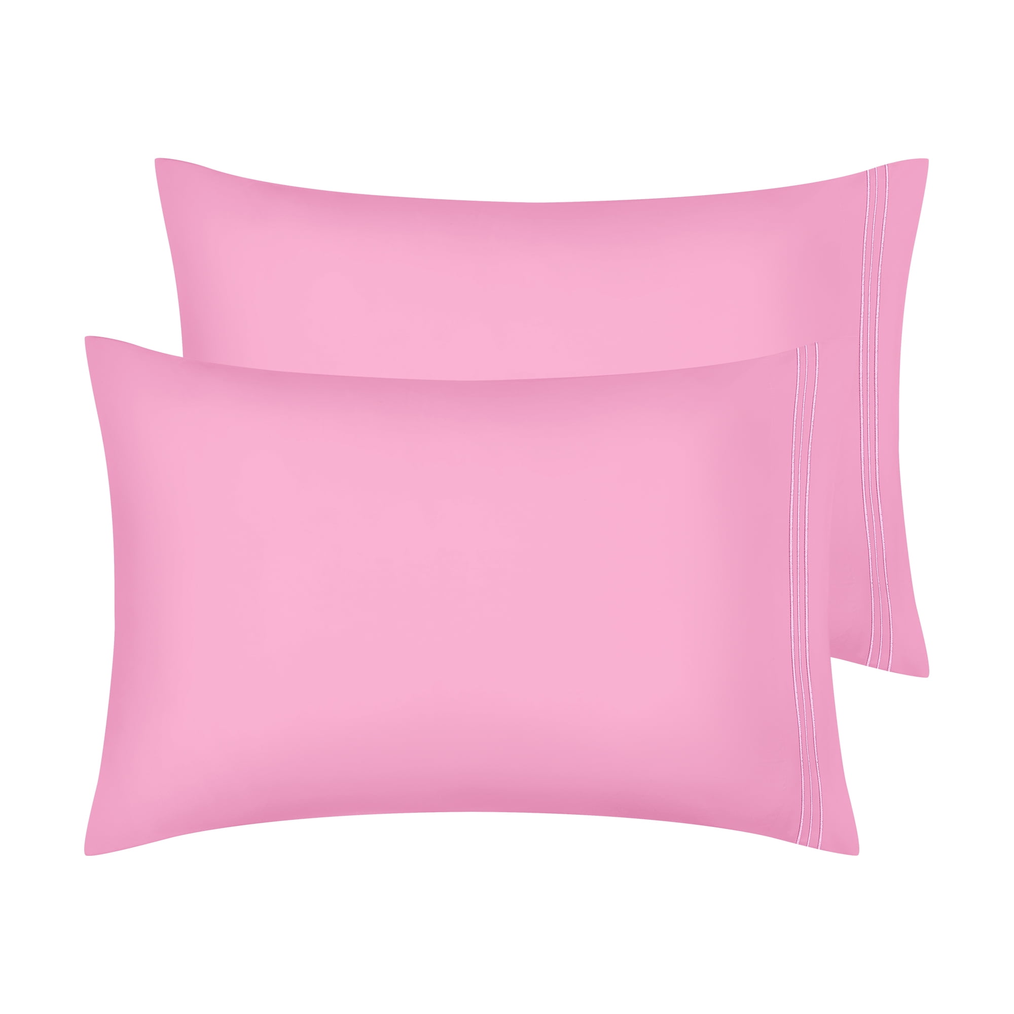 Unique Bargains 2 Pack Polyester Pillow Cases Pillow Covers Queen Lightpink