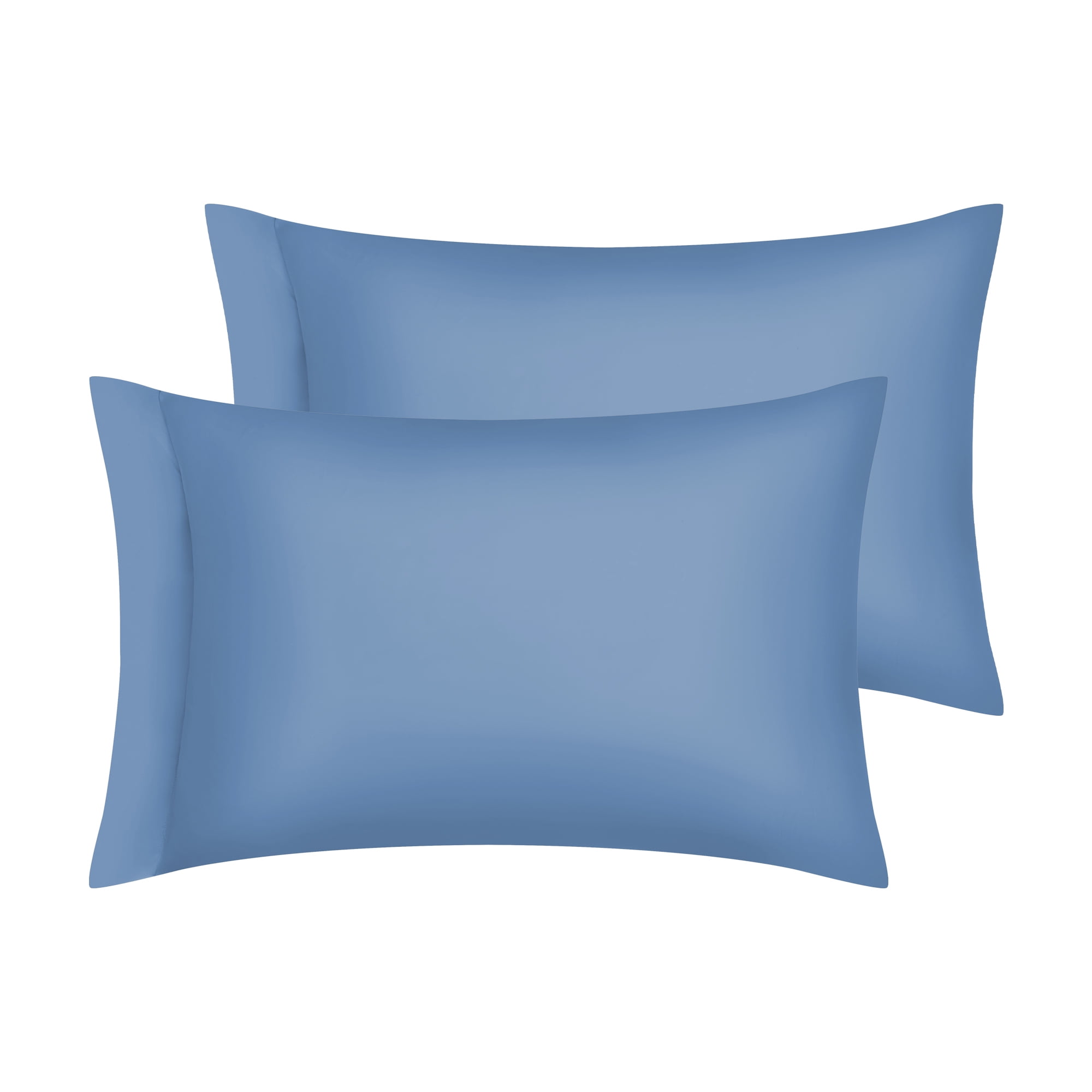 Unique Bargains Satin Pillow Cases Set of 2 Cooling Pillow Covers Queen Navy Blue