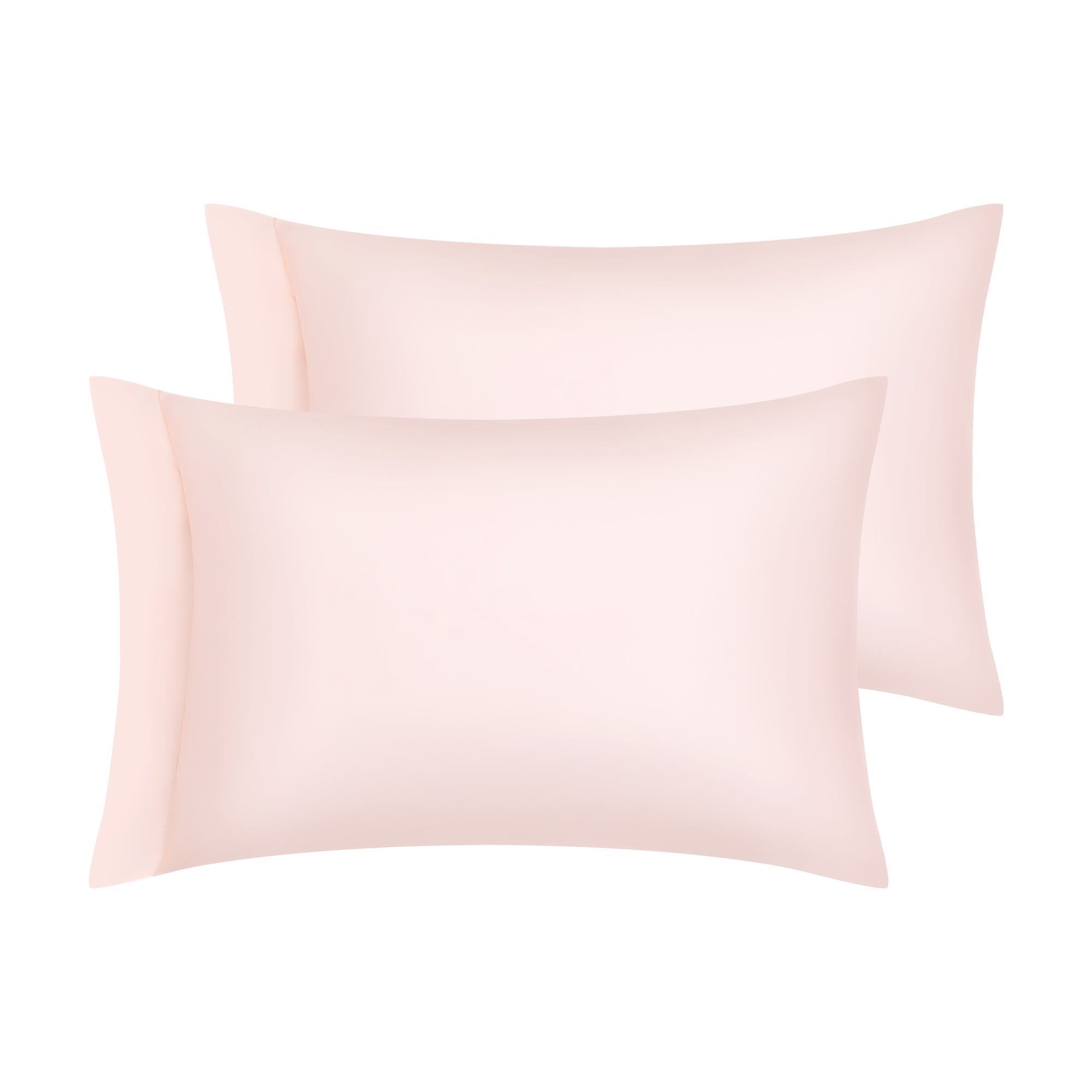 Unique Bargains Satin Pillow Cases Set of 2 Cooling Pillow Covers Queen Pink