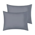 thumbnail image 1 of Unique Bargains Satin Pillow Cases Set of 2 Cooling Pillow Covers Standard Dark Gray, 1 of 8