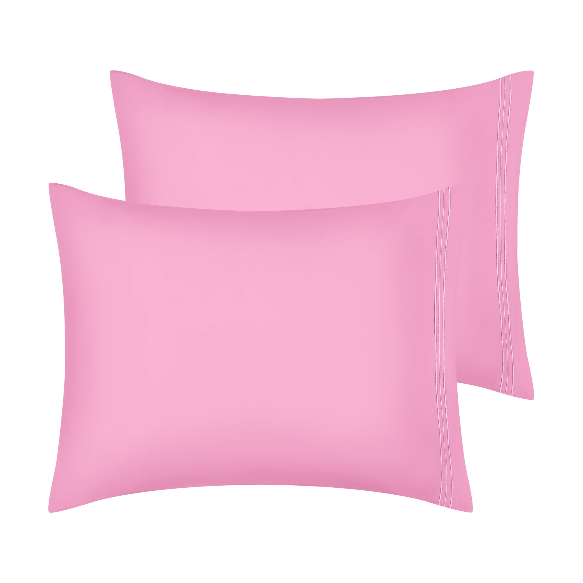 Unique Bargains 2 Pack Polyester Pillow Cases Pillow Covers Standard Light Pink