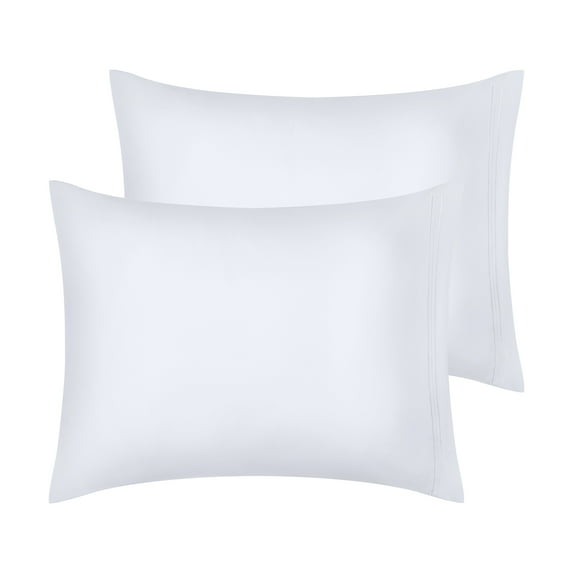 Unique Bargains Satin Pillow Cases Set of 2 Cooling Pillow Covers Standard White