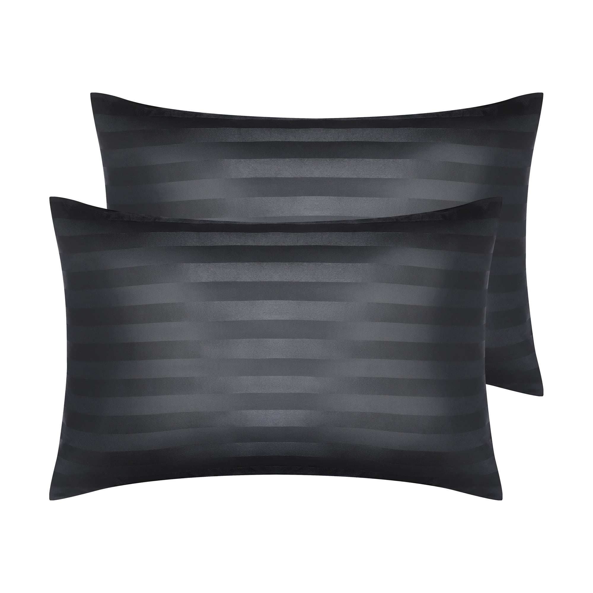 Unique Bargains Satin Pillow Cases Set of 2 Pillow Covers Queen Black