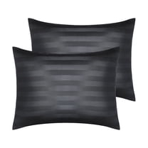 Unique Bargains Satin Pillow Cases Set of 2 Pillow Covers Standard Black