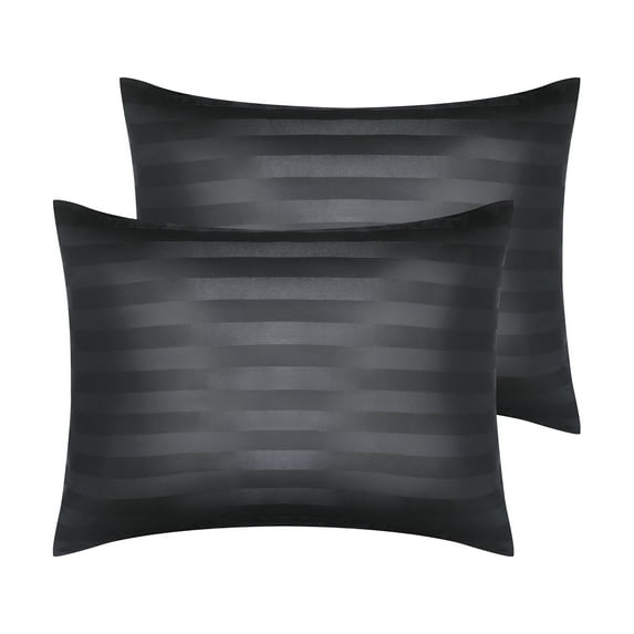 Unique Bargains Satin Pillow Cases Set of 2 Pillow Covers Standard Black