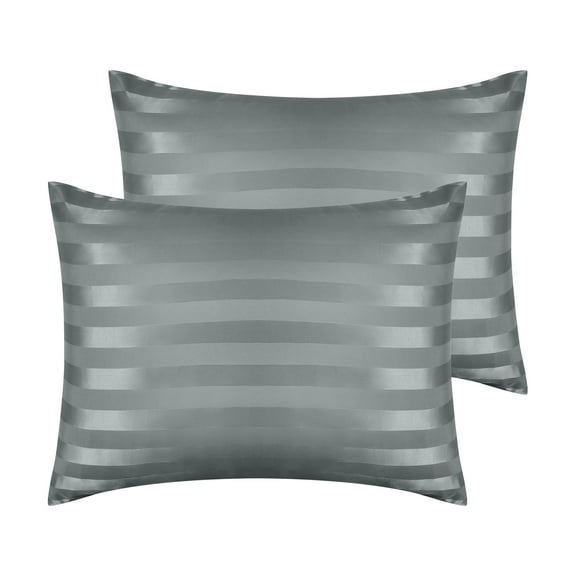 Unique Bargains Satin Pillow Cases Set of 2 Pillow Covers Standard Dark Gray