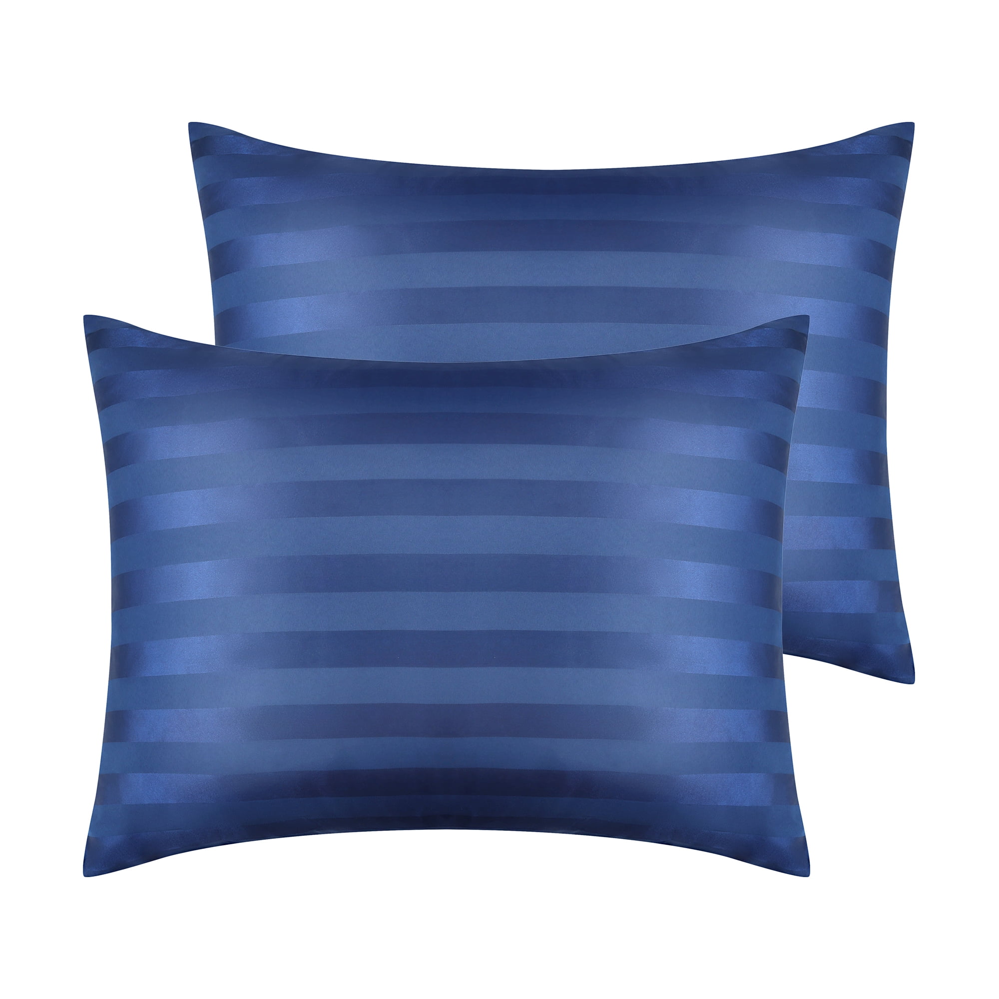 Unique Bargains Satin Pillow Cases Set of 2 Pillow Covers Standard Navy