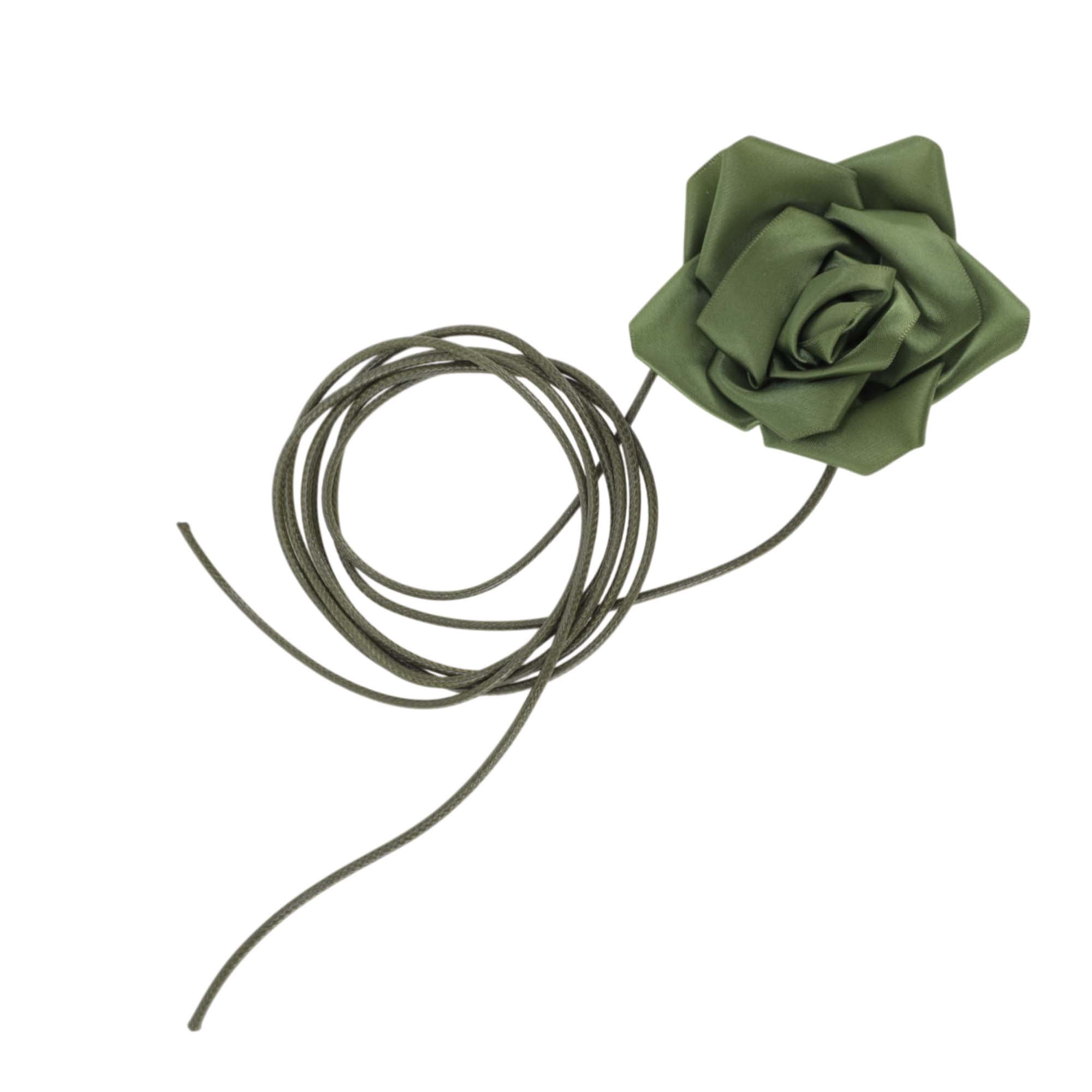 Unique Bargains Satin Rose Flower Adjustable Waist Belt Green