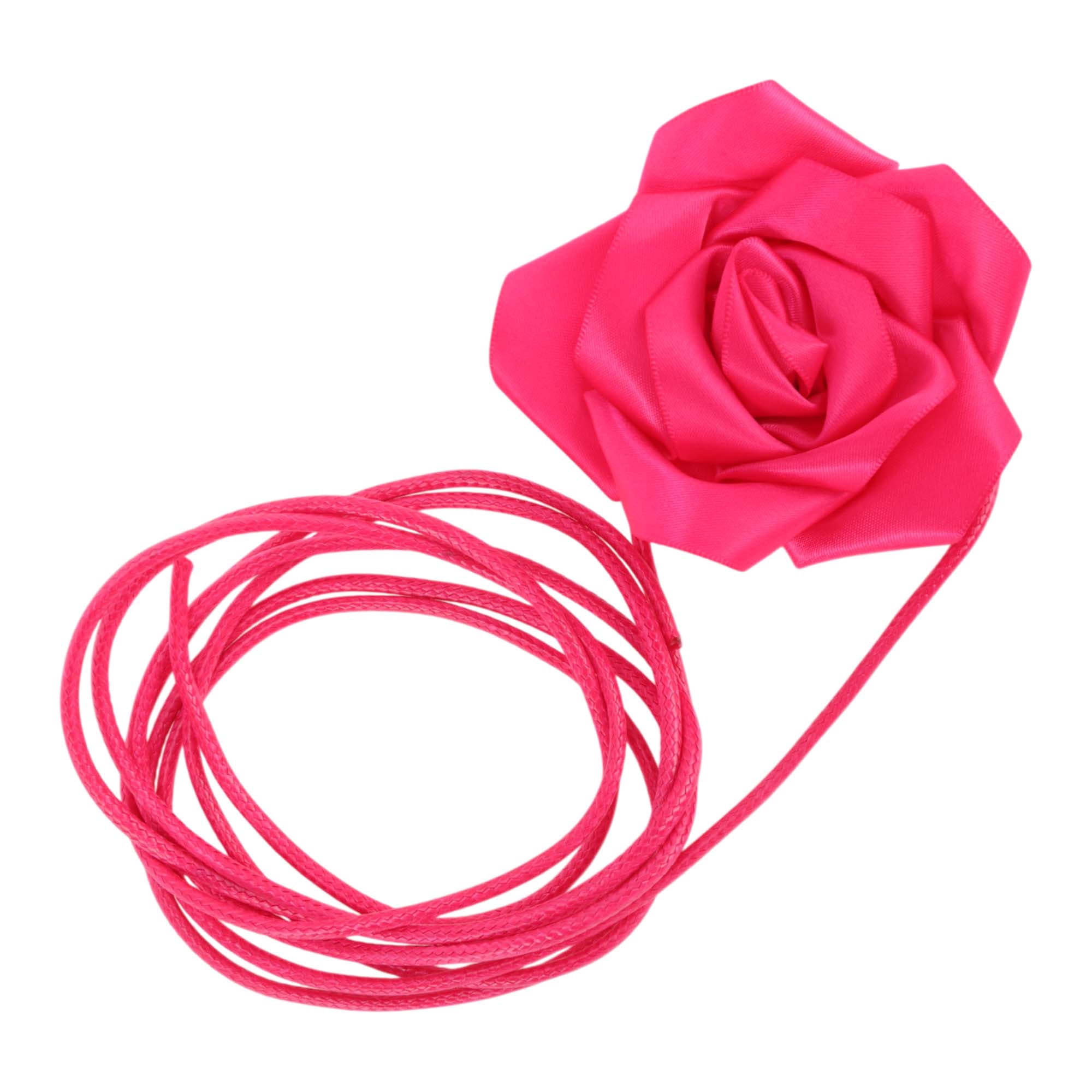 Unique Bargains Satin Rose Flower Adjustable Waist Belt Rose Red