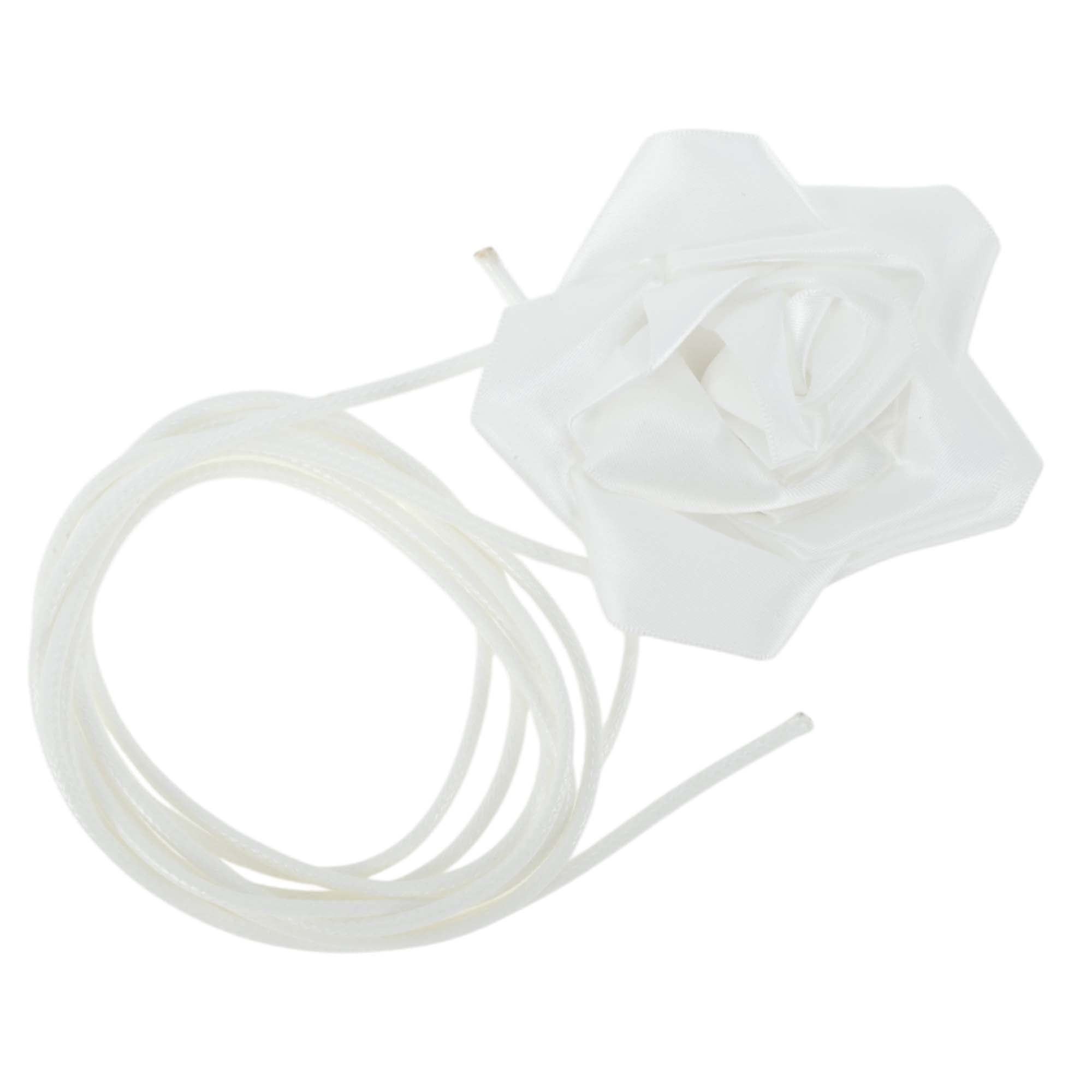 Unique Bargains Satin Rose Flower Adjustable Waist Belt White