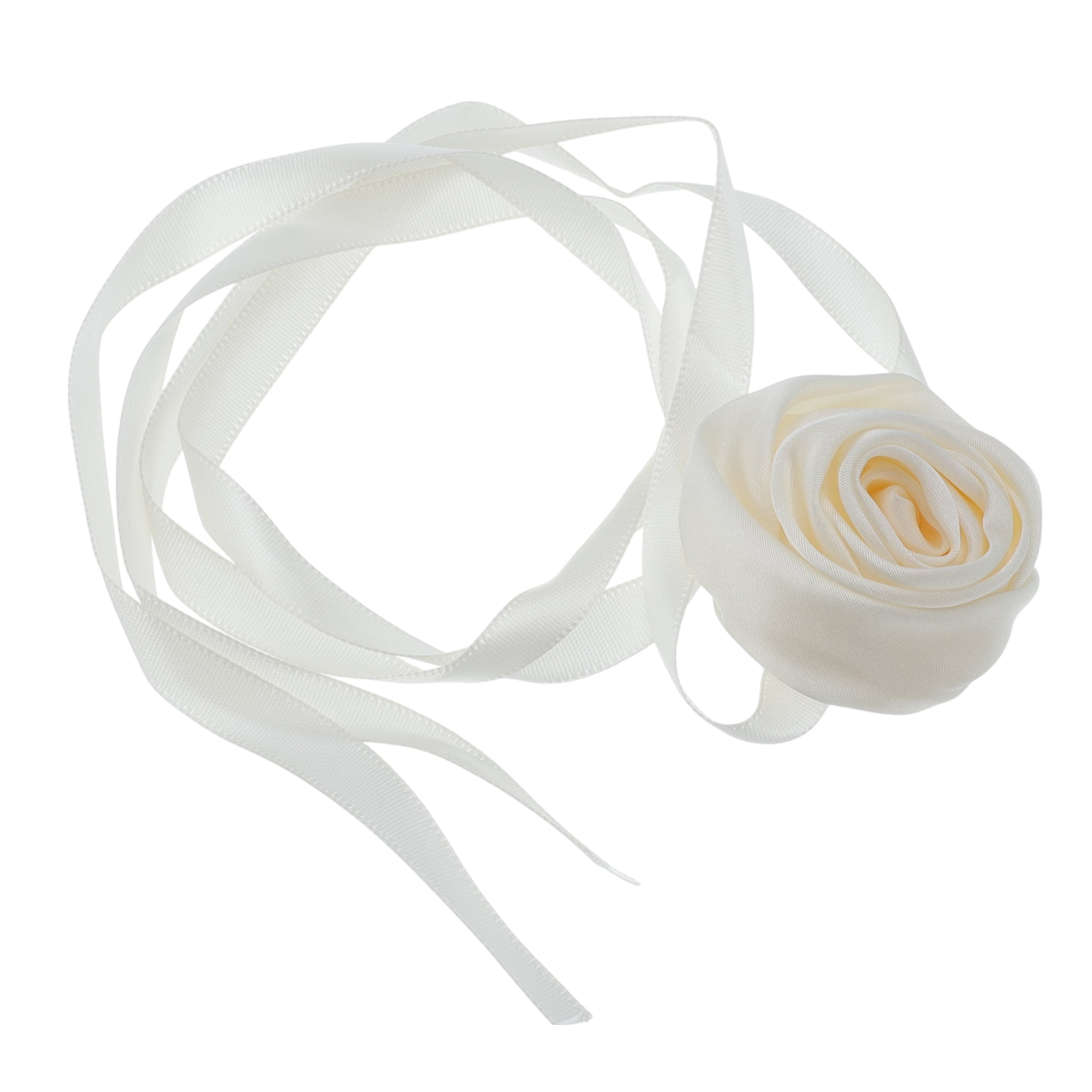 Unique Bargains Satin Rose Tie Choker Necklace 1PC Beige
