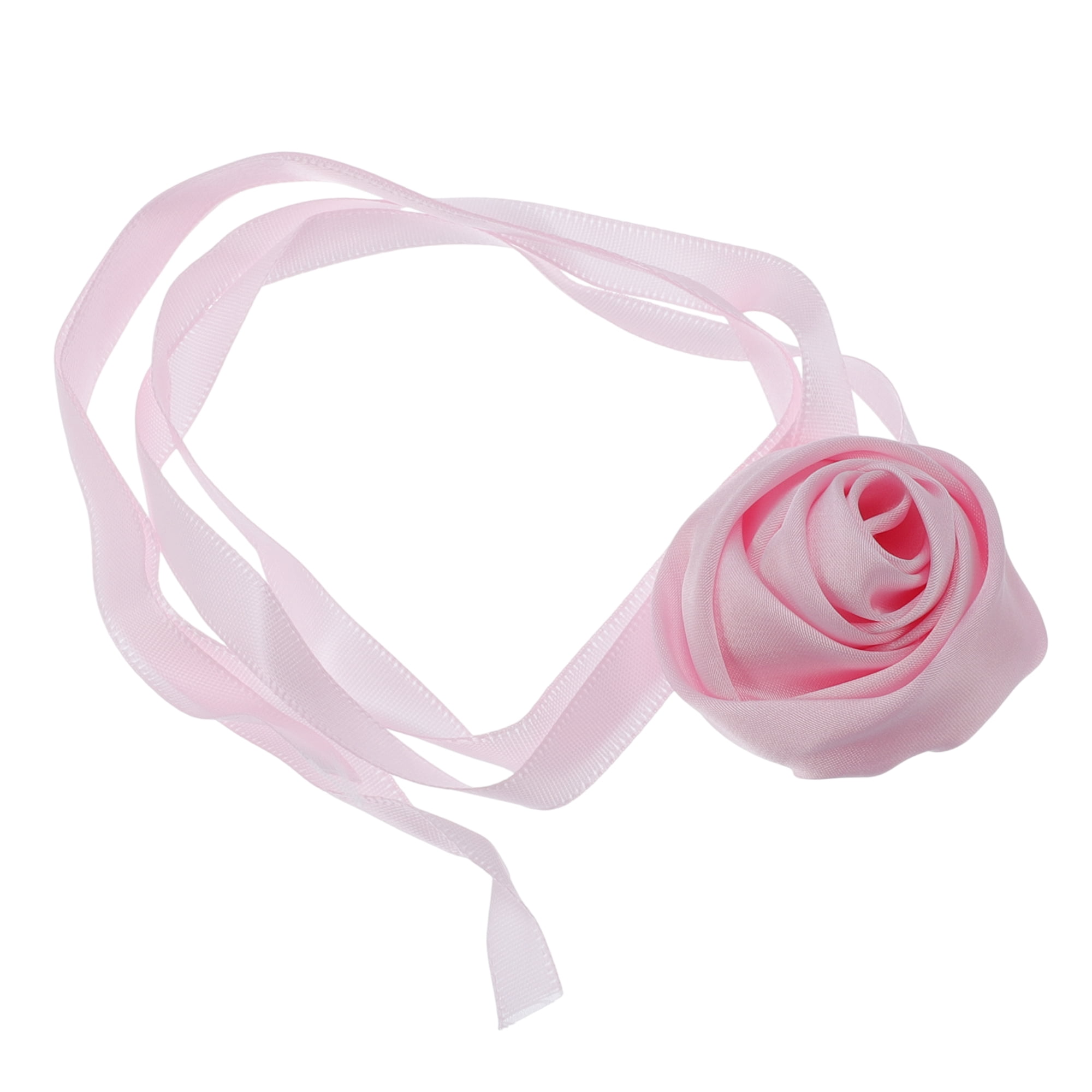 Unique Bargains Satin Rose Tie Choker Necklace 1PC Pink
