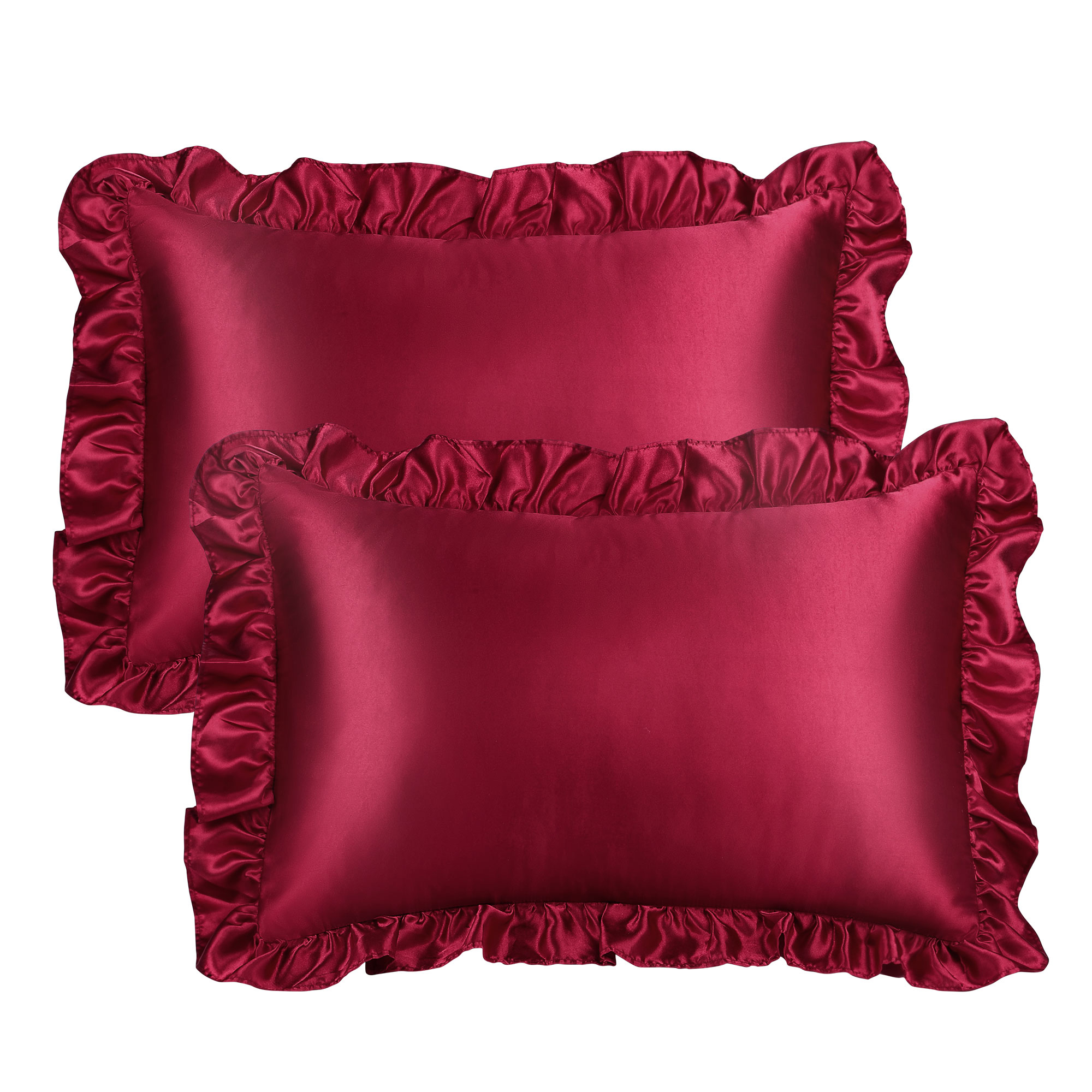 Unique Bargains Satin Ruffle Envelope Closure Pillowcases Set of 2