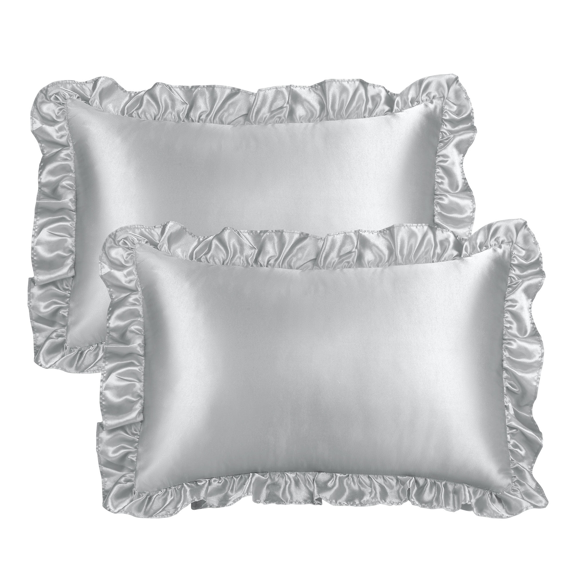 Unique Bargains Satin Ruffle Envelope Closure Pillowcases Set of 2